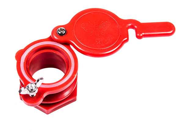 Кран - задвижка для медогонок диаметром 44 мм пластиковый красный