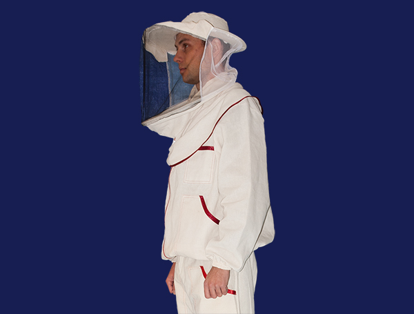 Куртка бджоляра з двунитки зі смужкою і лицьовою маскою 48-50 розмі