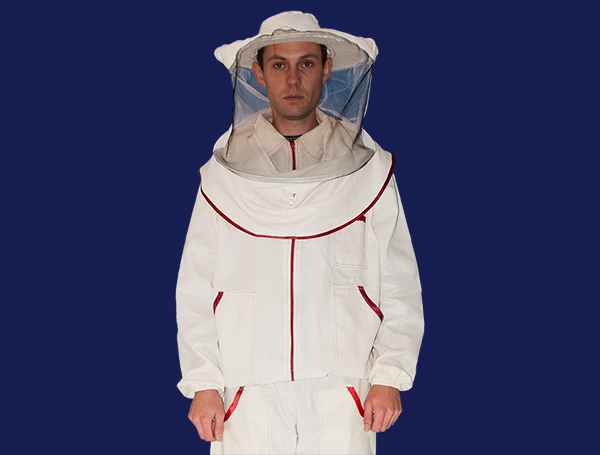 Куртка бджоляра з двунитки зі смужкою і лицьовою маскою 48-50 розмі