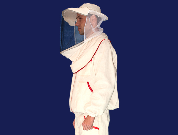 Куртка бджоляра з двунитки зі смужкою і вентиляцією, лицьовою маскою 48-50 розмір