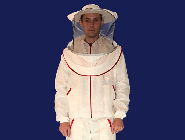 Куртка бджоляра з двунитки зі смужкою і вентиляцією, лицьовою маскою 48-50 розмір