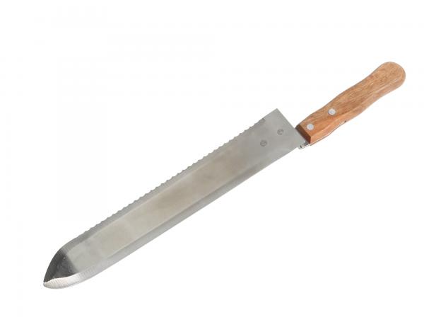 Нож пасечный "SuperMassiv" 280 мм c прямой и зубчатой заточкой деревянная ручка