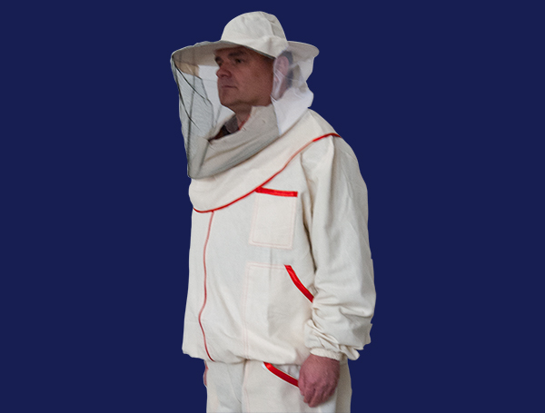 Куртка пчеловода из двунитки с полоской и лицевой маской (52-54 размер)
