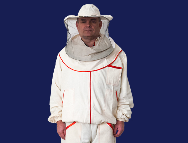 Куртка пчеловода из двунитки с полоской и лицевой маской (52-54 размер)