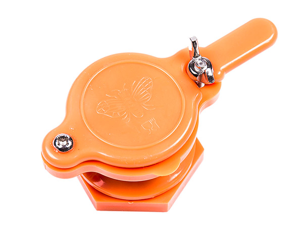 Кран - задвижка для медогонок диаметром 44 мм пластиковый оранжевый