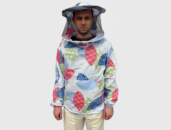 Куртка бджоляра з бязі кольорової і з лицьовою маскою на блискавці, 60-62 розмір.